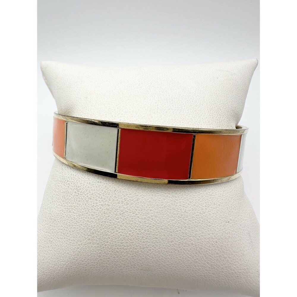 J. Crew Enamel Bangle Bracelet Gold Tone 8” Fall Color